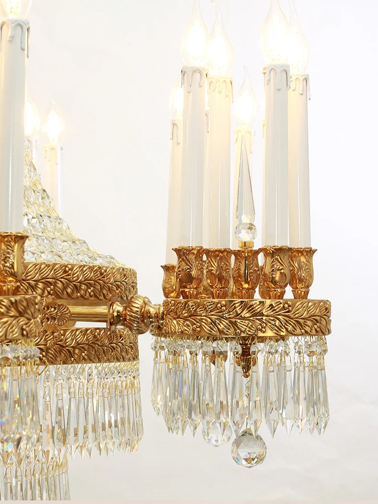 All-Copper Crystal Chandelier High-End Luxury Villa Living Room Dining Room Stairs Hotel Creative Lamps