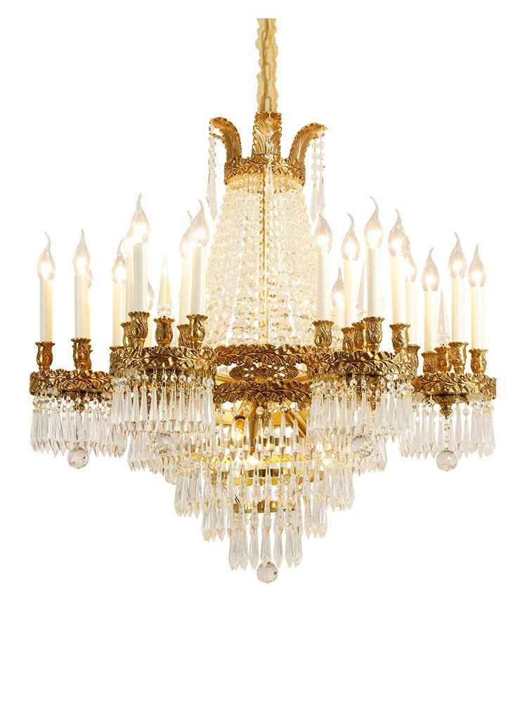 All-Copper Crystal Chandelier High-End Luxury Villa Living Room Dining Room Stairs Hotel Creative Lamps