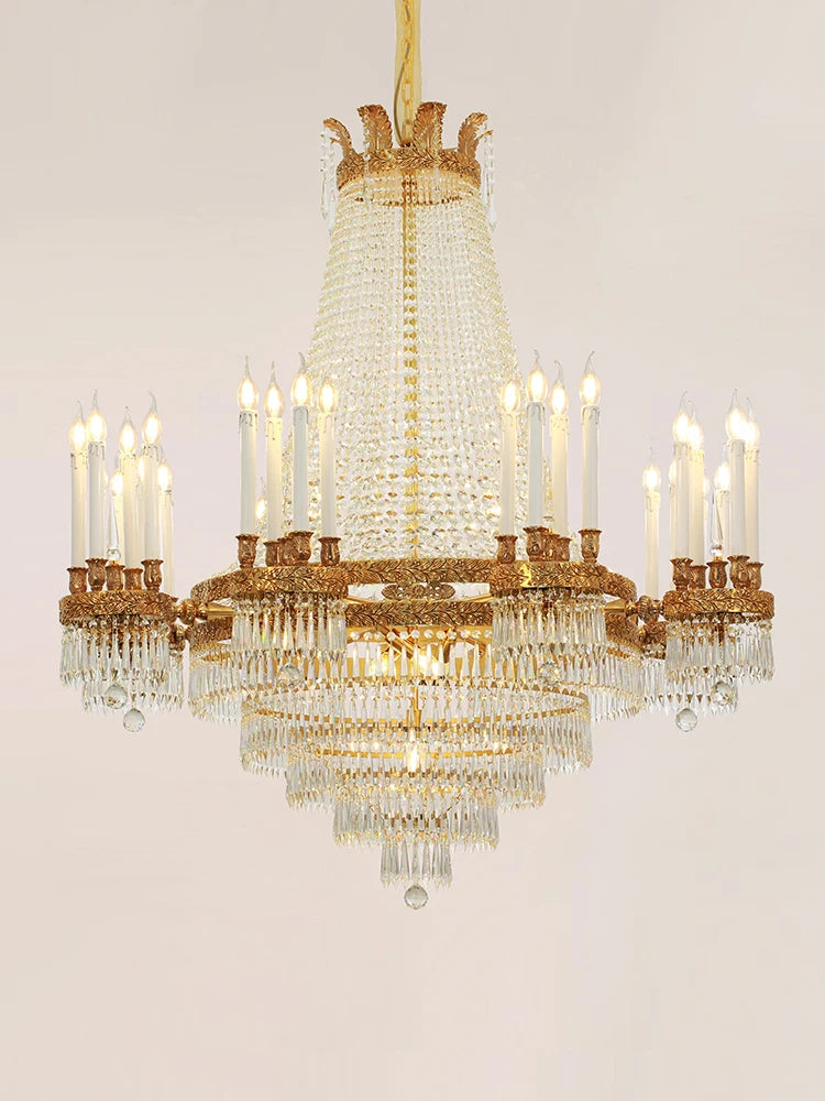 All-Copper Crystal Chandelier High-End Luxury Villa Living Room Dining Room Stairs Hotel Creative Lamps