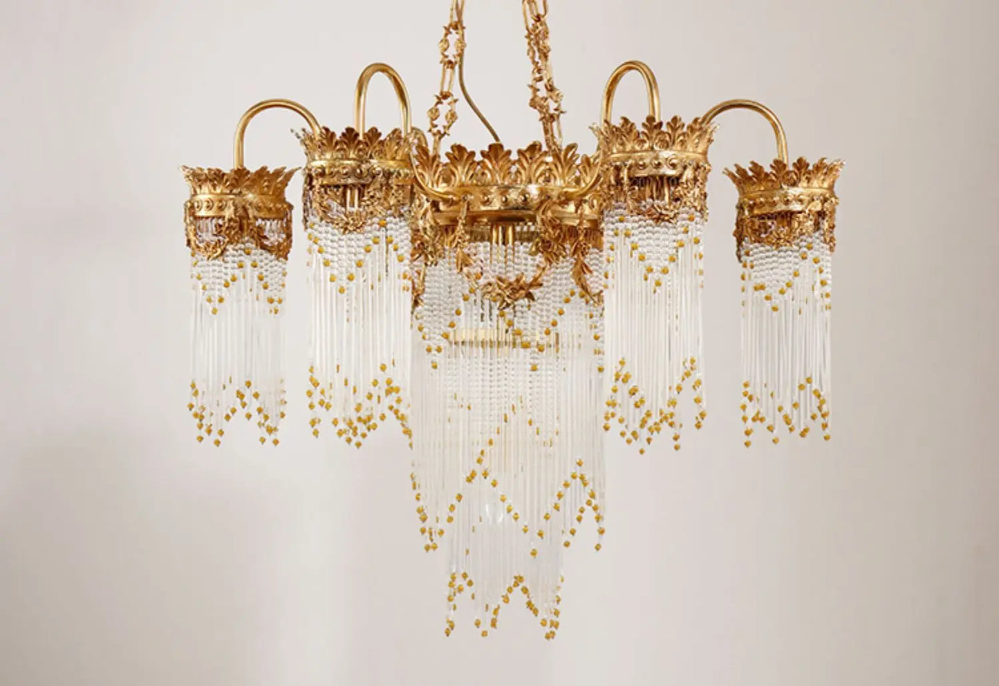 All Copper Living Room Atmospheric Chandelier Restaurant Stair Chandelier Hotel Villa Engineering Pure Copper Crystal