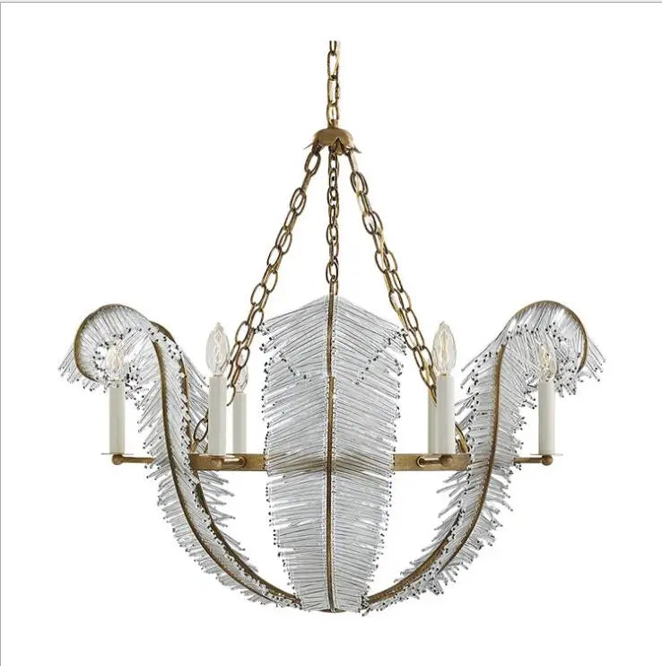 All copper American VC chandelier living room villa dining room luxury bedroom minimalist designer leaf crystal decorative chand