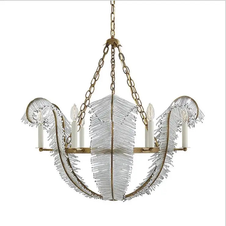 All copper American VC chandelier living room villa dining room luxury bedroom minimalist designer leaf crystal decorative chand