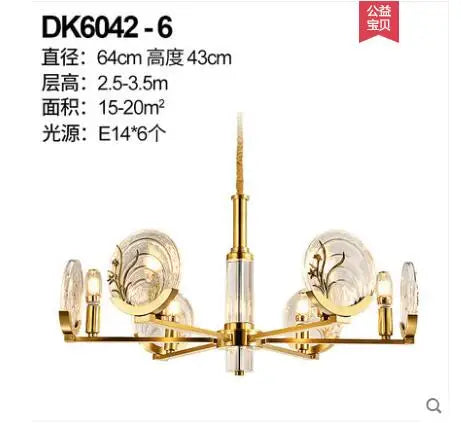 All copper chandelier living room villa lamp