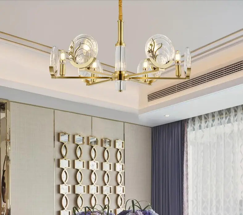 All copper chandelier living room villa lamp