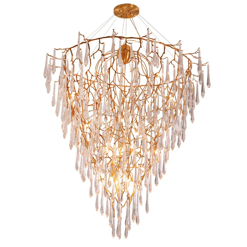 All copper creative personality tree branch glass special-shaped design chandelier villa living room hotel model room chandelier