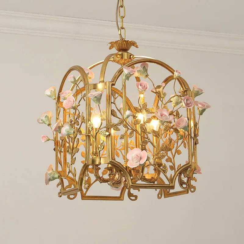 All copper luxury chandelier bedroom restaurant model room villa clubhouse flower shape chandelier