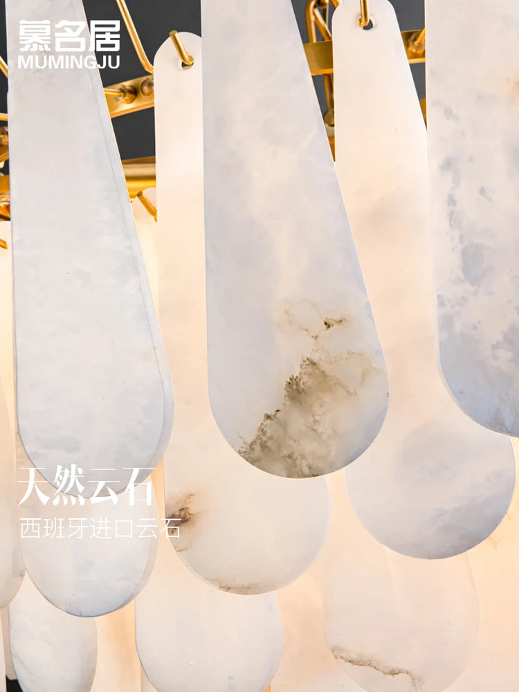 All-copper modern marble chandelier atmospheric villa hotel bedroom living room dining room model chandelier