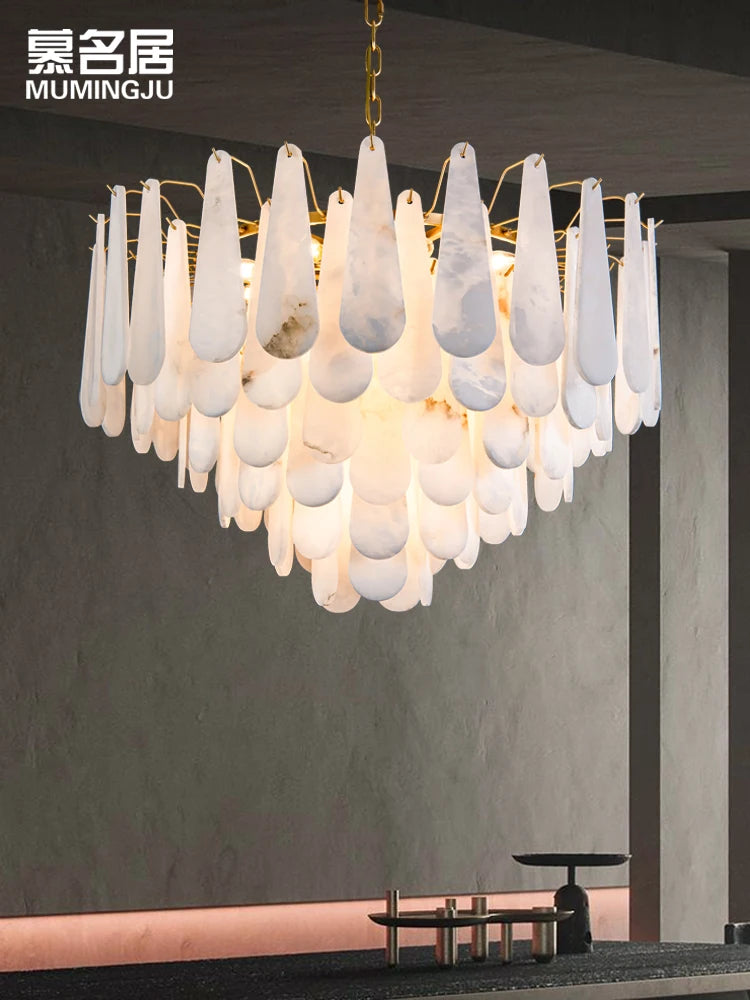 All-copper modern marble chandelier atmospheric villa hotel bedroom living room dining room model chandelier