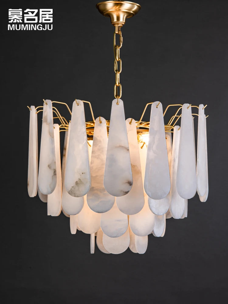 All-copper modern marble chandelier atmospheric villa hotel bedroom living room dining room model chandelier