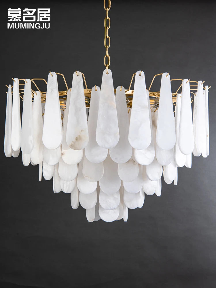 All-copper modern marble chandelier atmospheric villa hotel bedroom living room dining room model chandelier