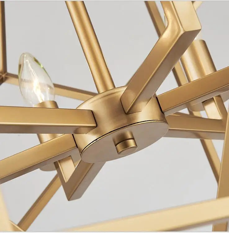 All copper personality creative art Rubik's cube modern minimalist fashion designer model room villa hall bedroom chandelier LED