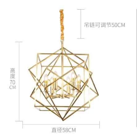 All copper personality creative art Rubik's cube modern minimalist fashion designer model room villa hall bedroom chandelier LED