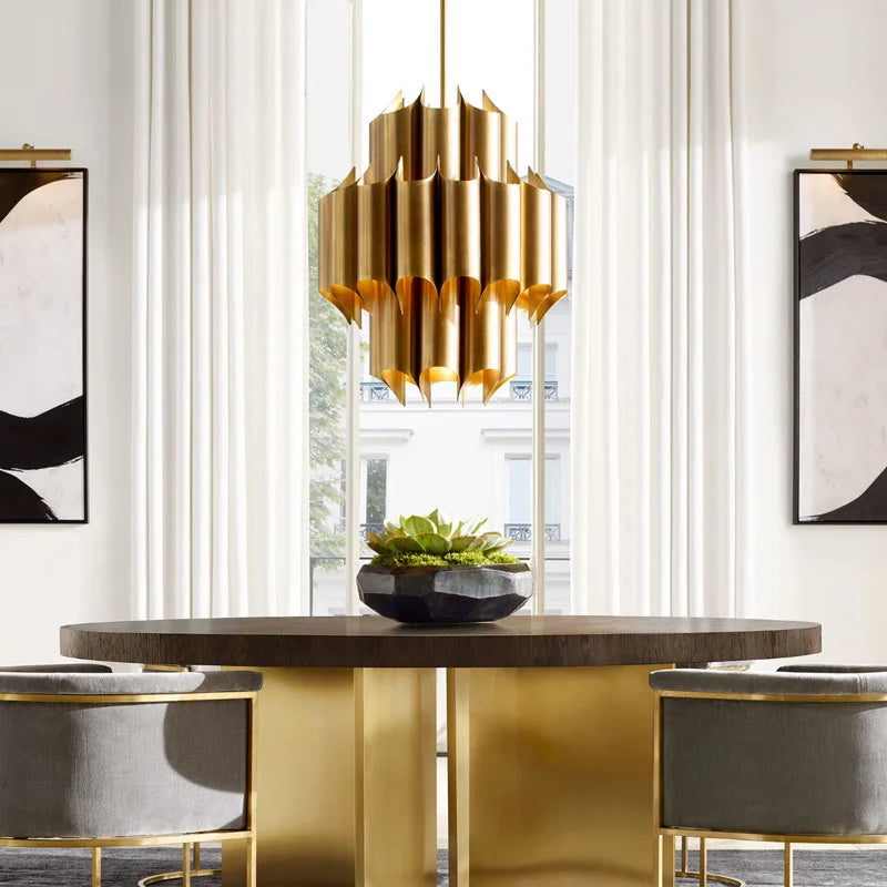 All-copper post-modern light luxury chandelier simple hotel club bedroom model room villa light luxury chandelier