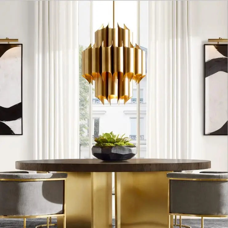 All-copper post-modern luxury chandelier Nordic Concise Hotel Club Bedroom Hong Kong-style luxury model room villa chandelier LE