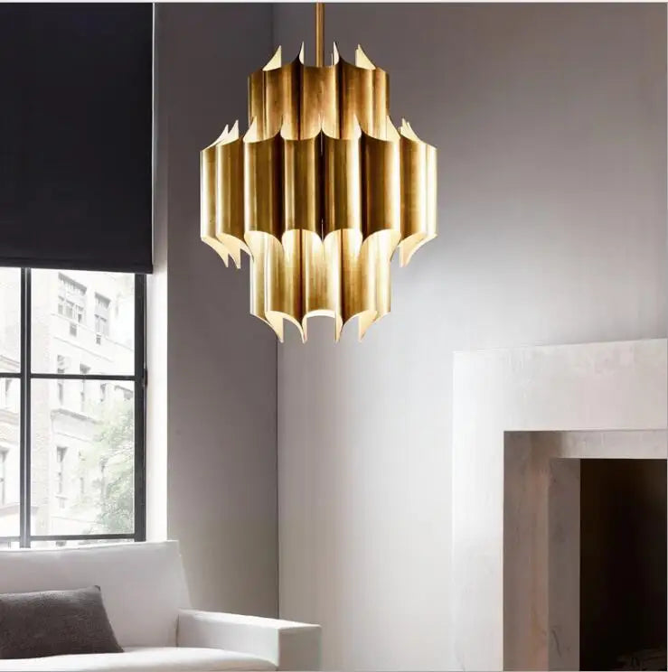 All-copper post-modern luxury chandelier Nordic Concise Hotel Club Bedroom Hong Kong-style luxury model room villa chandelier LE