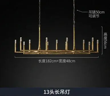 All-copper restaurant chandelier luxury villa club island Taiwan American branch retro lamps