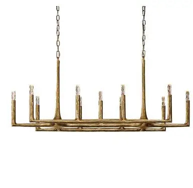 All-copper restaurant chandelier luxury villa club island Taiwan American branch retro lamps