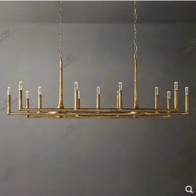 All-copper restaurant chandelier luxury villa club island Taiwan American branch retro lamps