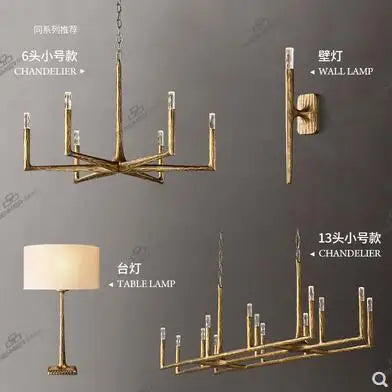 All-copper restaurant chandelier luxury villa club island Taiwan American branch retro lamps