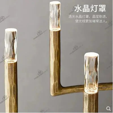 All-copper restaurant chandelier luxury villa club island Taiwan American branch retro lamps