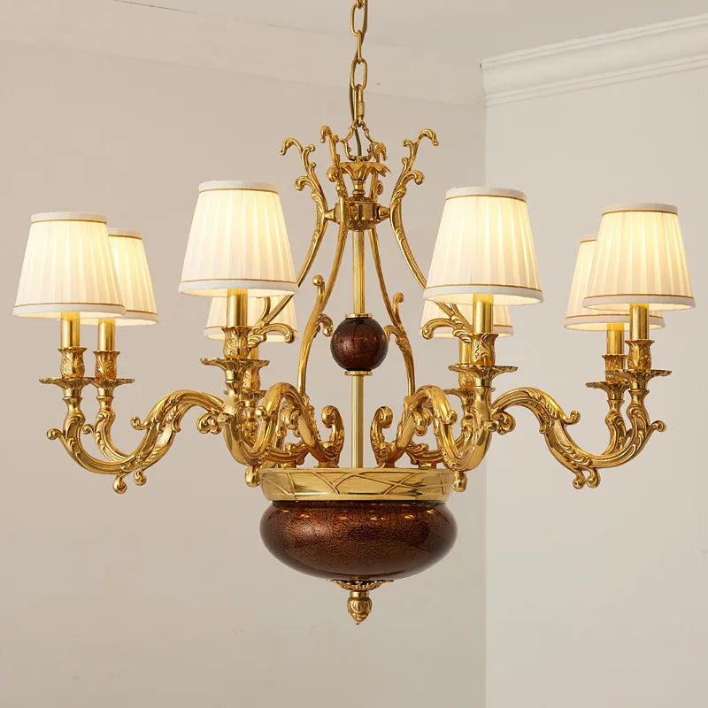 All copper retro luxury chandelier atmospheric European western restaurant bedroom study villa chandelier