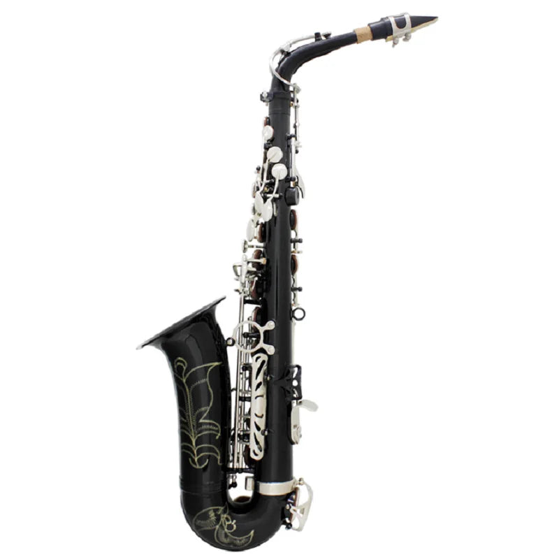 MMOOKA Alto Saxophone with White Shell Keys, E-flat Brass Body Carved, Just Learning to Play a Wind Instrument