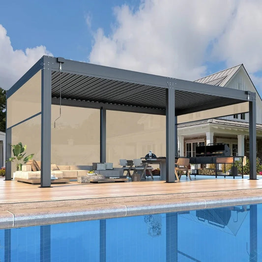 Aluminum Louvre Awning Electric Opening Patio Arches Louver Roof Pergola