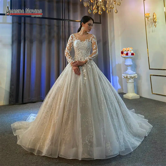 Amanda Novias lace long sleeves beach style wedding dress custom order