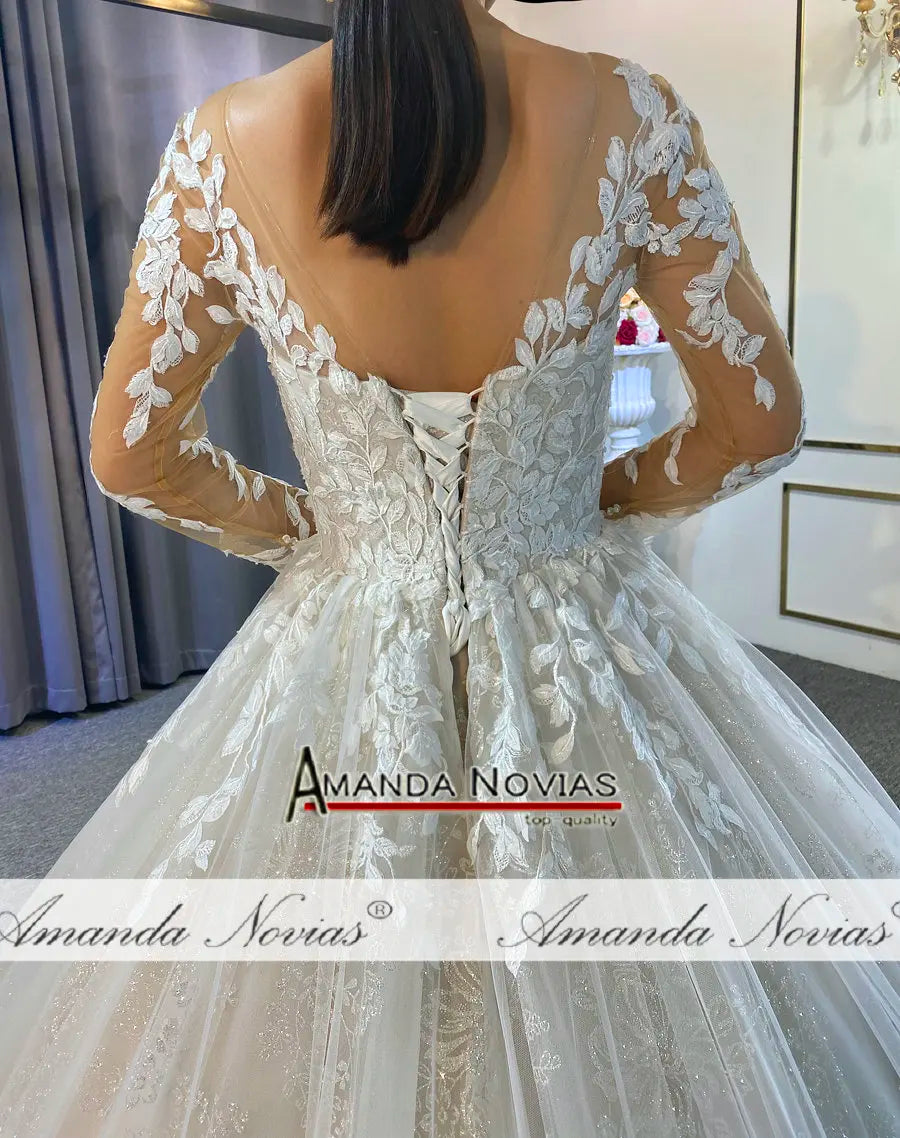 Amanda Novias lace long sleeves beach style wedding dress custom order