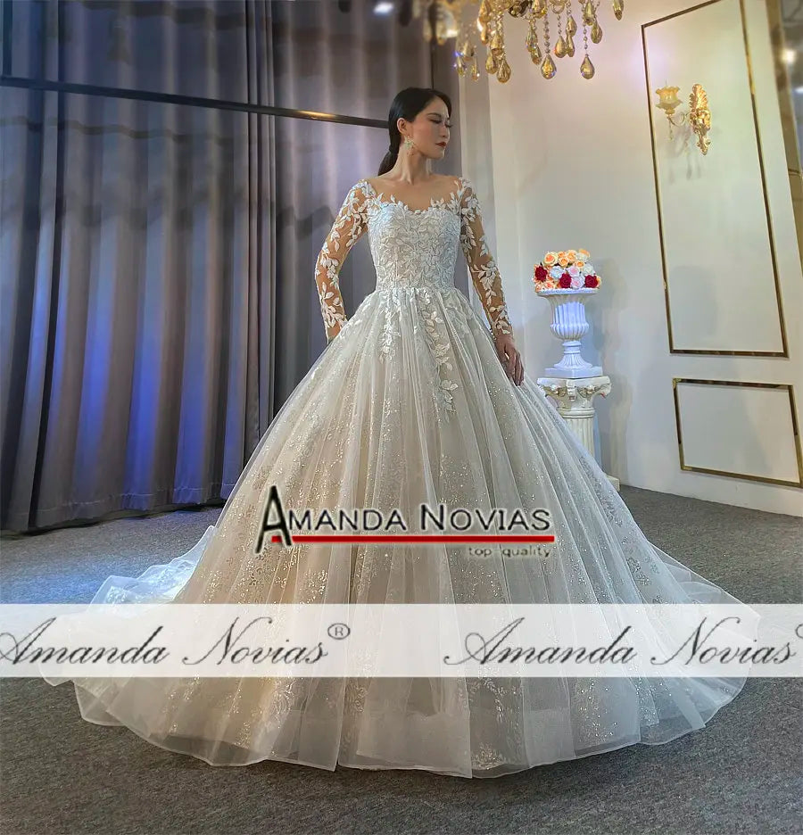 Amanda Novias lace long sleeves beach style wedding dress custom order