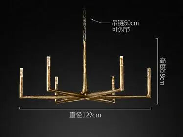 American copper living room chandelier retro luxury crystal export villa restaurant lamps designer