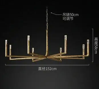 American copper living room chandelier retro luxury crystal export villa restaurant lamps designer