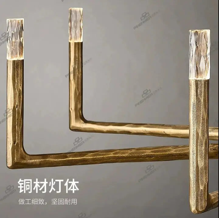 American copper living room chandelier retro luxury crystal export villa restaurant lamps designer