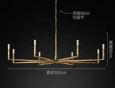 American copper living room chandelier retro luxury crystal export villa restaurant lamps designer