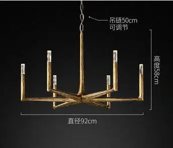 American copper living room chandelier retro luxury crystal export villa restaurant lamps designer