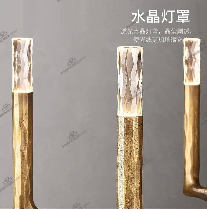 American copper living room chandelier retro luxury crystal export villa restaurant lamps designer