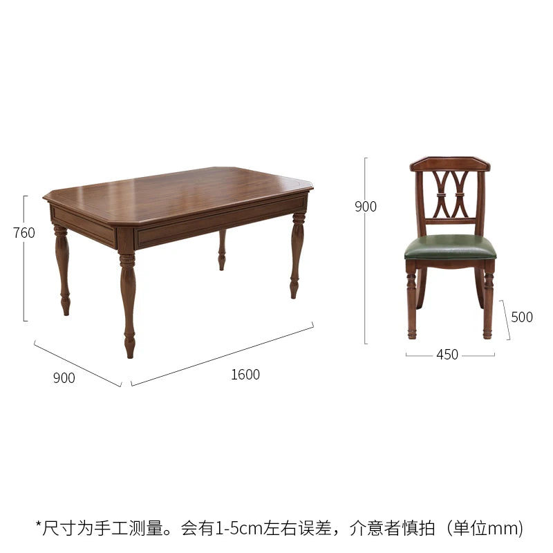 American country dining table and chair combination solid wood dining table dining room furniture household luxury modern.