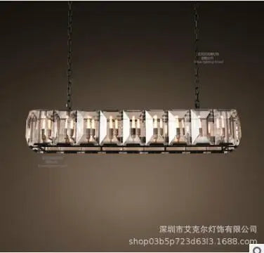 American creative post-modern crystal chandelier Harlow rectangular crystal chandelier personality living room villa dining room