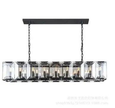 American creative post-modern crystal chandelier Harlow rectangular crystal chandelier personality living room villa dining room
