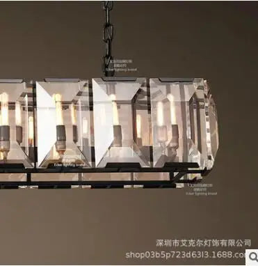 American creative post-modern crystal chandelier Harlow rectangular crystal chandelier personality living room villa dining room