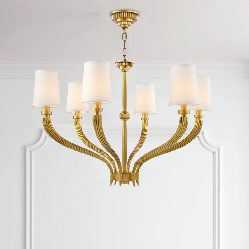 American living room full copper chandelier simple French bedroom dining room luxury villa fabric lamp