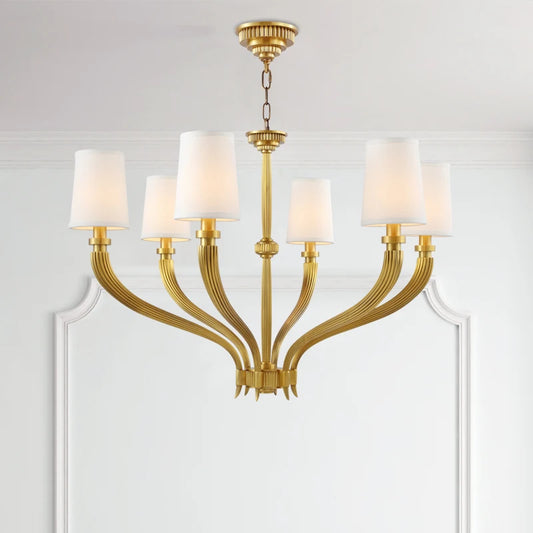 American living room full copper chandelier simple French bedroom dining room luxury villa fabric lamp