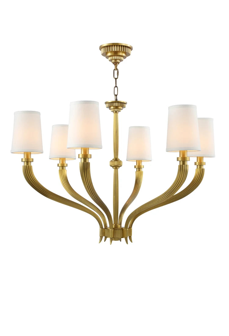 American living room full copper chandelier simple French bedroom dining room luxury villa fabric lamp