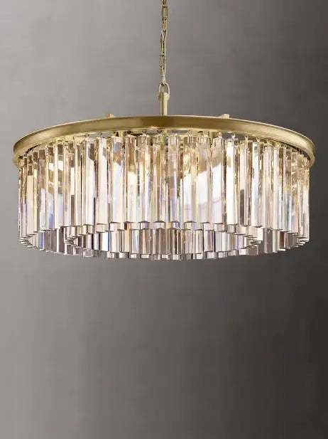 American minimalist villa living room chandelier with high duplex building hall copper crystal lamp 2023 new style