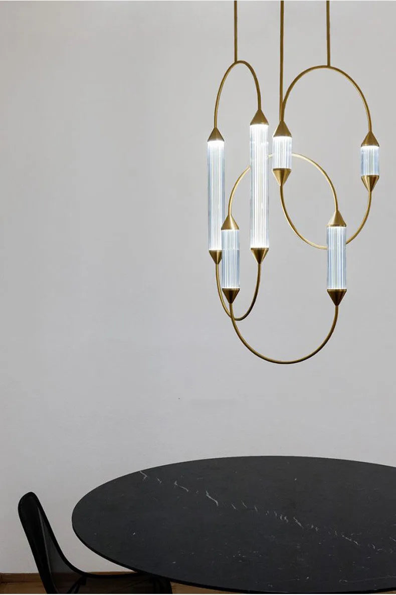 American retro court law European post-modern glass leaf bedroom living room dining room duplex building villa chandelier led