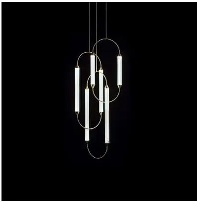 American retro court law European post-modern glass leaf bedroom living room dining room duplex building villa chandelier led