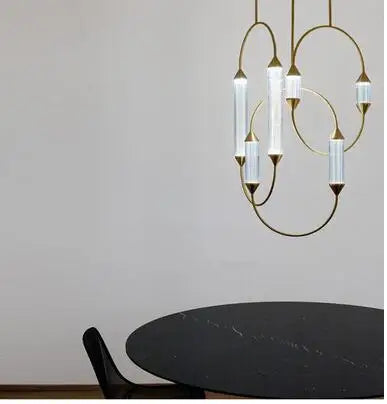 American retro court law European post-modern glass leaf bedroom living room dining room duplex building villa chandelier led