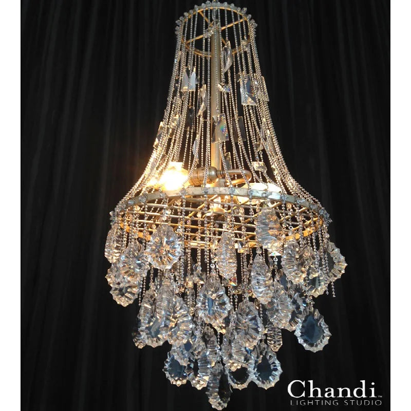 American retro crystal chandelier creative wrought iron villa atmosphere living room bedroom dining room lamps