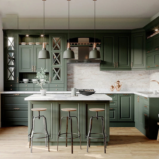 American style solid wood cabinet customized overall kitchen cabinet customized light luxury wind island platform customized