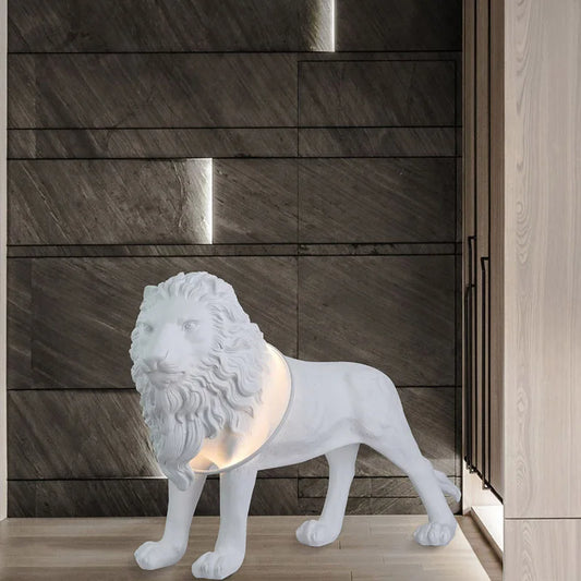 Animal Art Sculpture Villa Living Room Hotel Lobby Lion Decoration Modern Light Luxury Large Fiberglass Floor Lamp